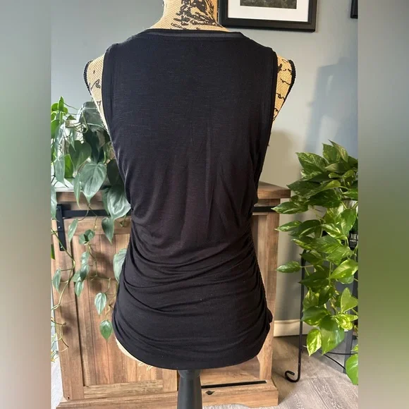 White House Black Market Black Tank Top with Side Ruching. Size Small. NWT. - Picture 2 of 5